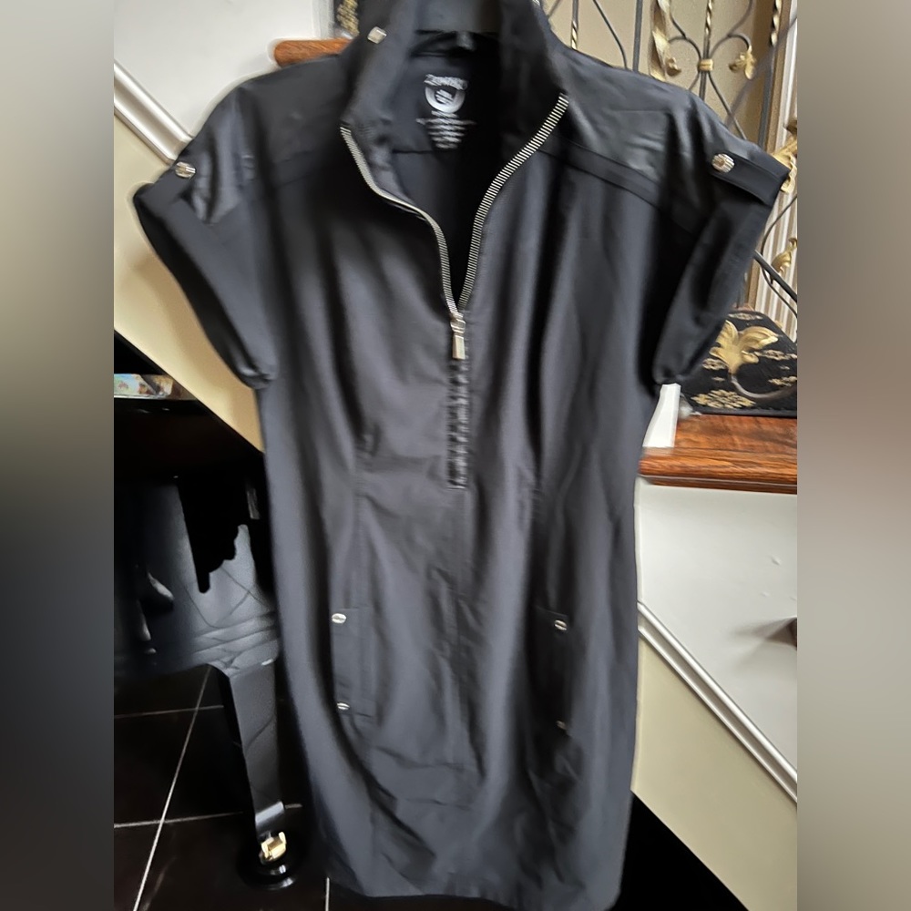 Black Zip-Up Casual Dress